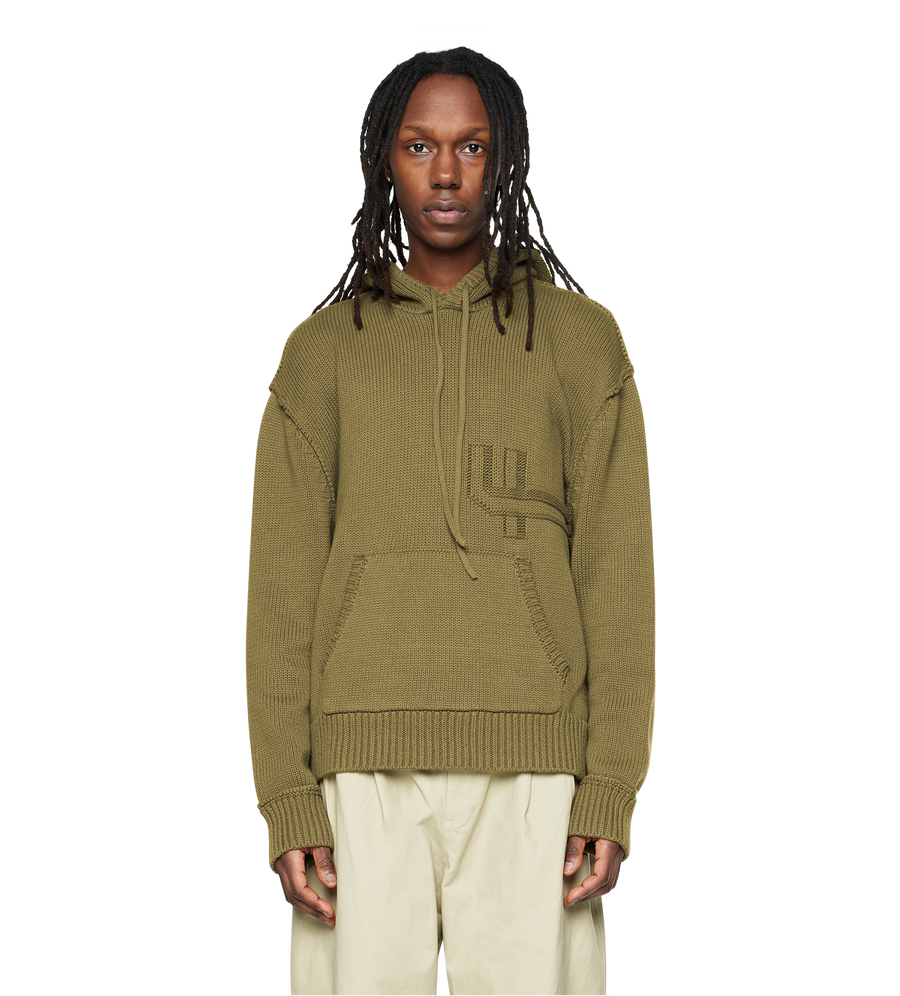 Knitted Hoodie Deep Olive