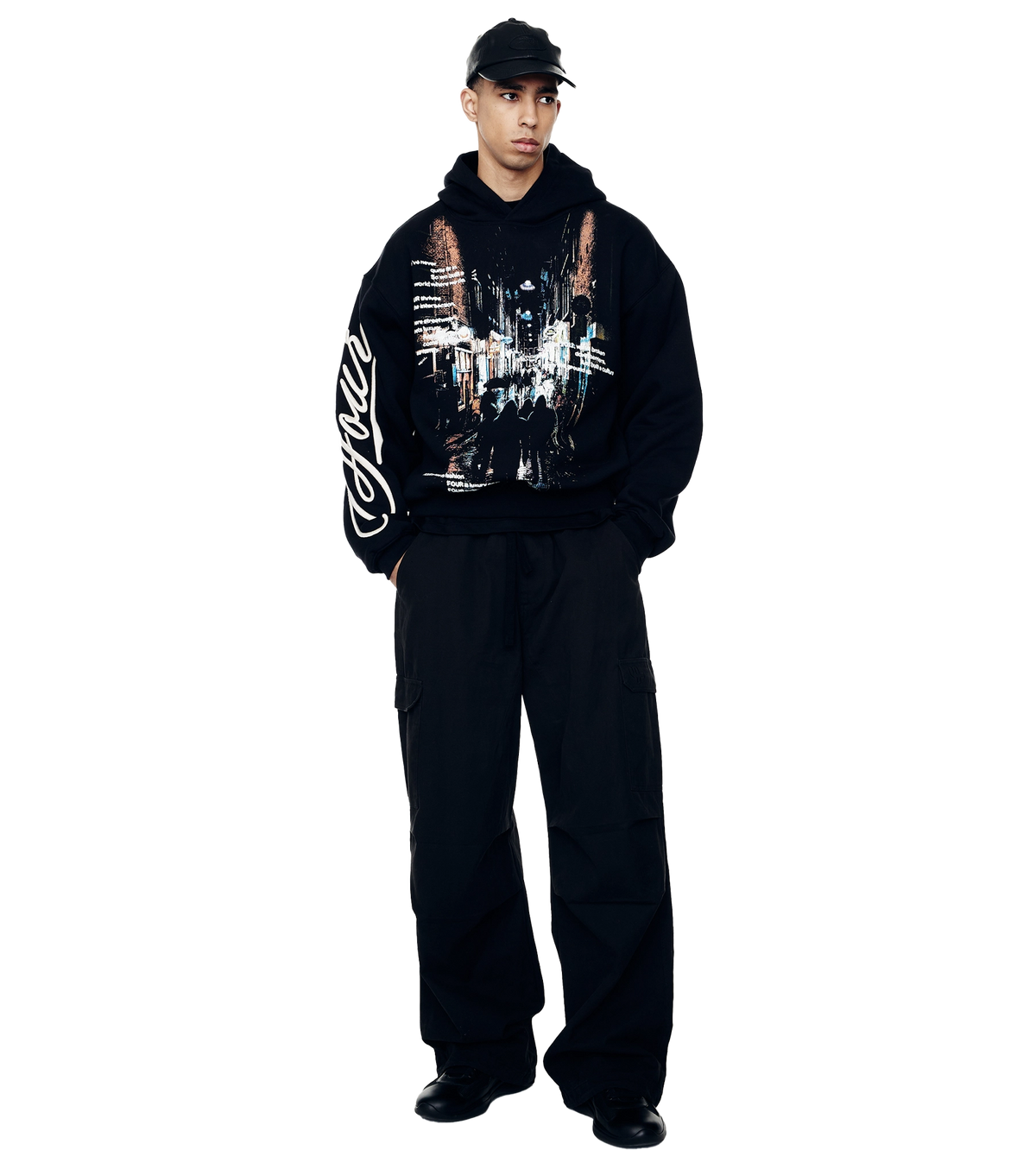 Amsterdam Souvenir Double Layered Hoodie Black
