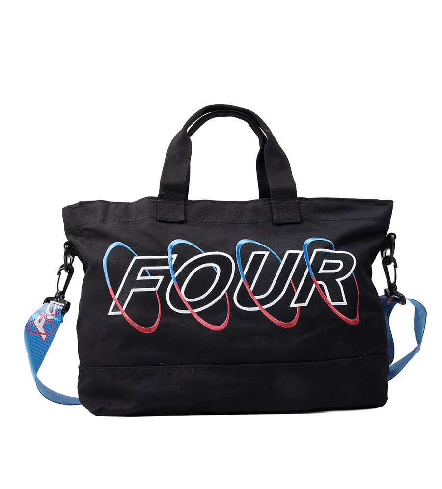 Circles Embroidery Shopper in Lapis Blue