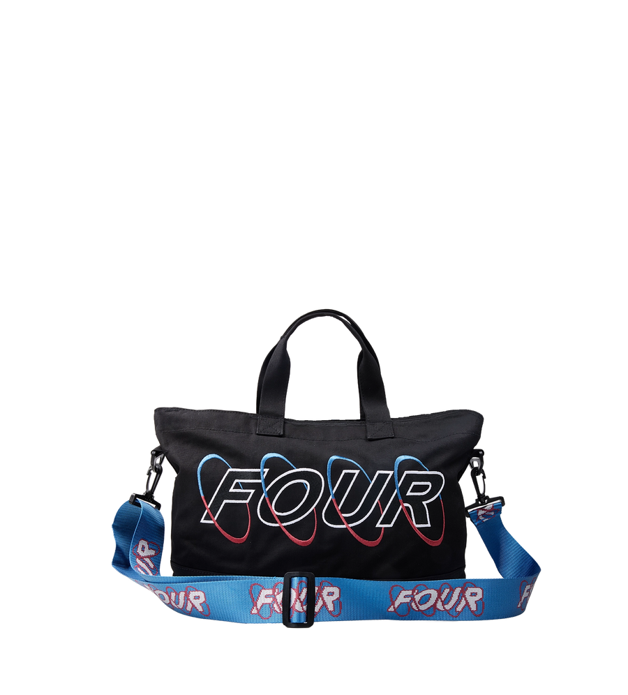 Circles Embroidery Shopper Lapis Blue