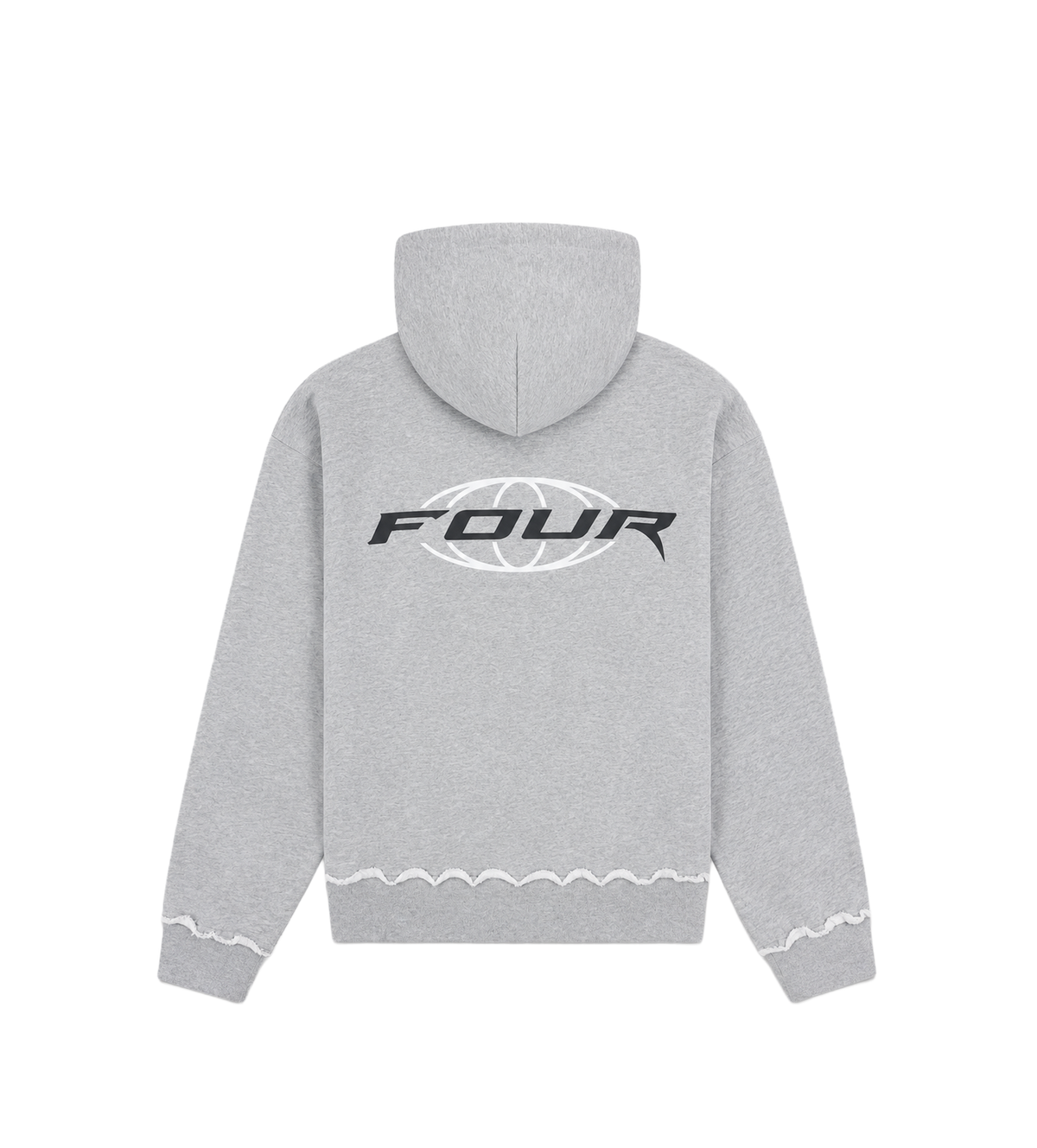 Logo Raw Edge Zip Up Hoodie Grijs Melange