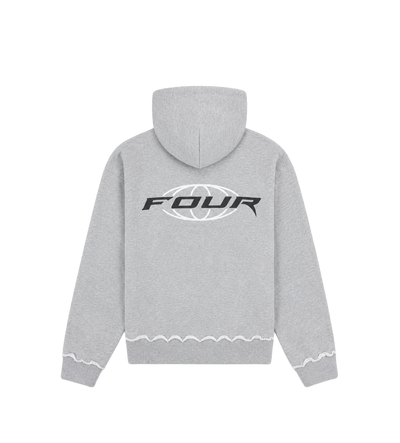 Logo Raw Edge Zip Up Hoodie Grijs Melange