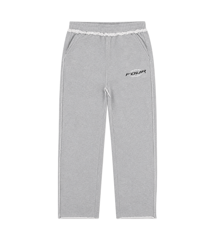 Logo Raw Edge Oversized Sweatpants Grey Melange
