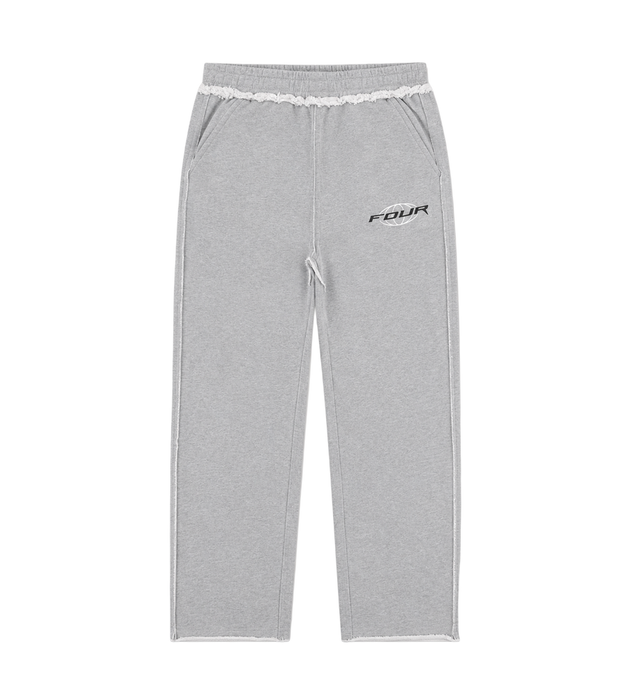 Logo Raw Edge Oversized Sweatpants Grey Melange
