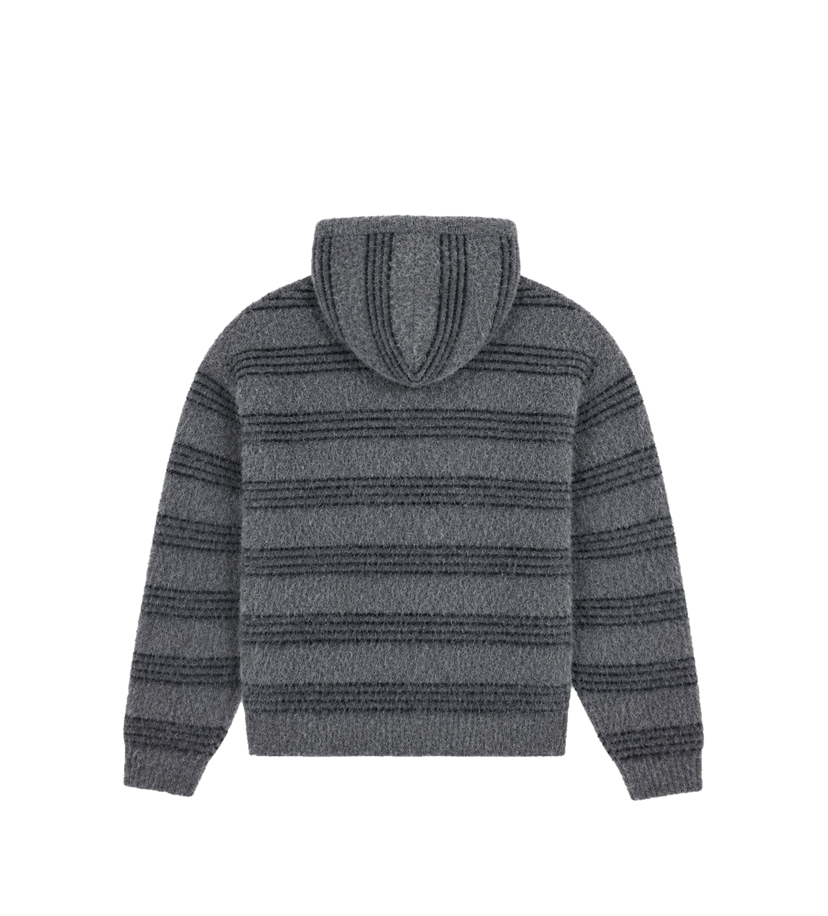 Logo Brushed Knitted Zip Hoodie Grijs