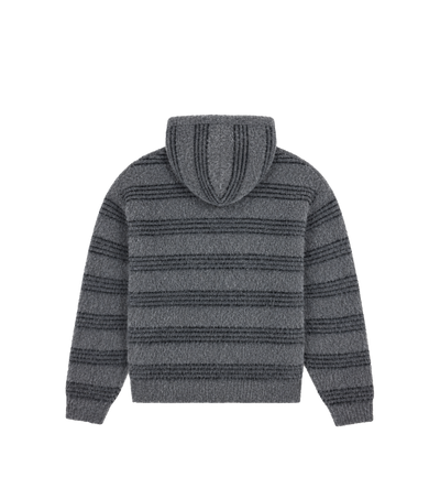 Logo Brushed Knitted Zip Hoodie Grijs