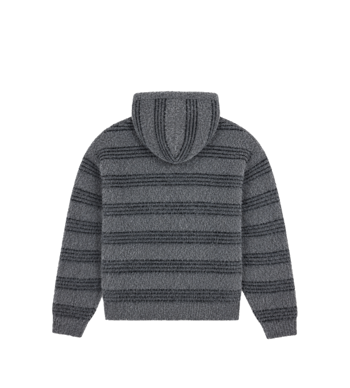 Logo Brushed Knitted Zip Hoodie Grijs