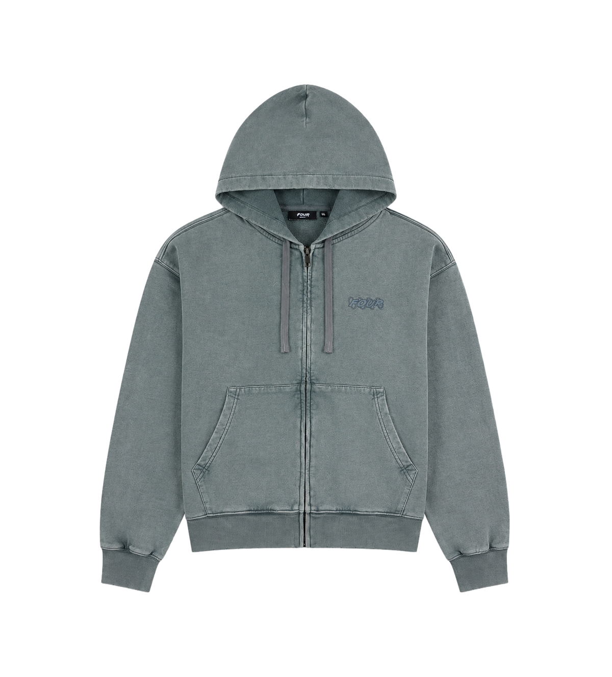 Circles Boxy Zip Up Hoodie Washed Groen