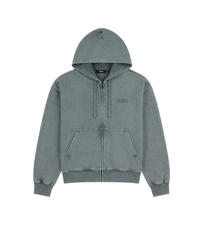 Circles Boxy Zip Up Hoodie Washed Groen
