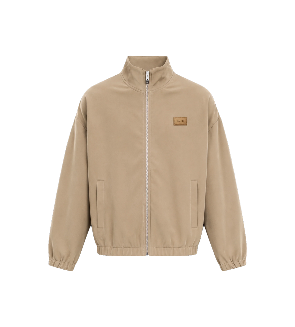 Logo Patch Bomber Jacket in Dark Sand