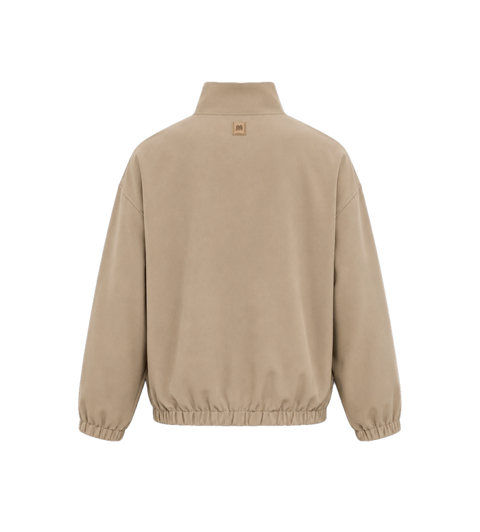 Logo Patch Bomber Jacket in Dark Sand