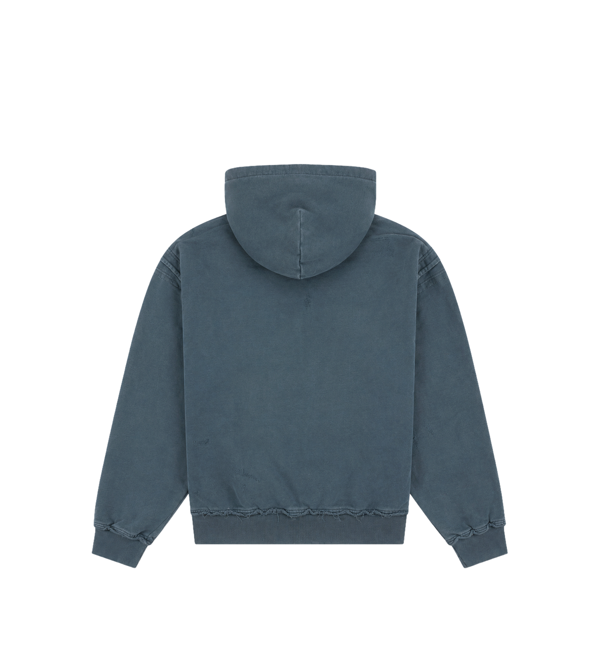 Logo Destroyed Boxy Zip Up Hoodie Washed Grijs