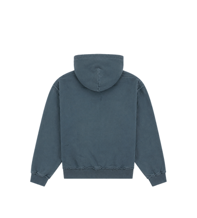 Logo Destroyed Boxy Zip Up Hoodie Washed Grijs
