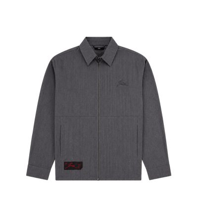 Script Shirt Jacket Dark Grey