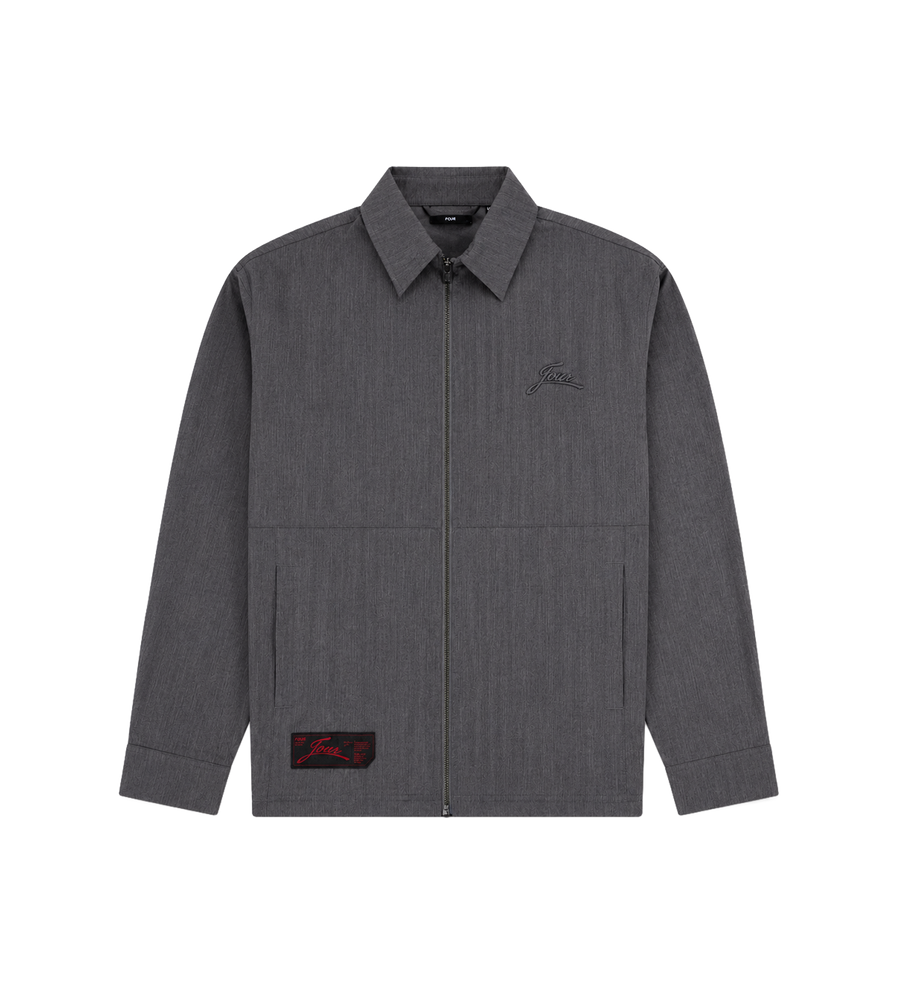 Script Shirt Jacket Dark Grey
