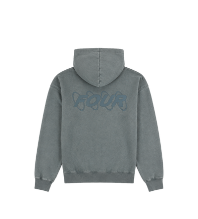 Circles Boxy Zip Up Hoodie Washed Groen