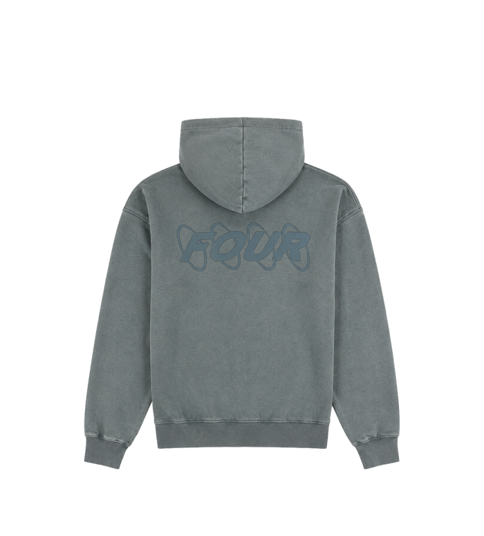Circles Boxy Zip Up Hoodie Washed Groen