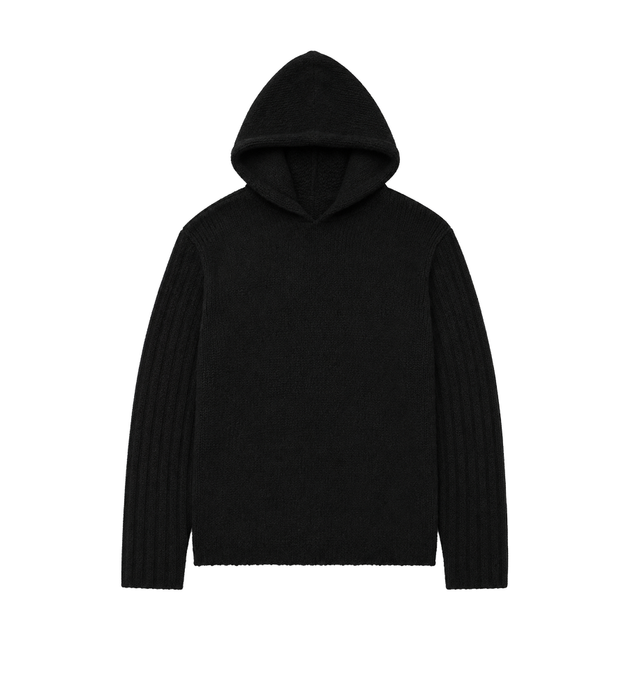 Hooded Cashmere & Silk Sweater Black