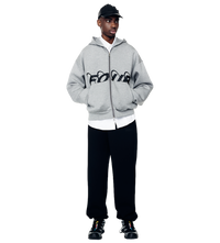 Circles Scuba Zip Up Hoodie Grey Melange