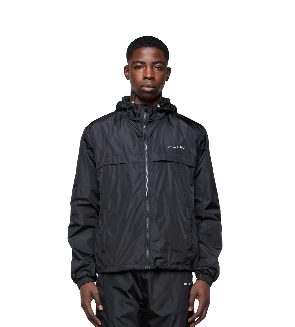 Sport Windbreaker Nylon Jacket Black
