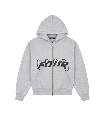 Circles Scuba Zip Up Hoodie Grijs Melange