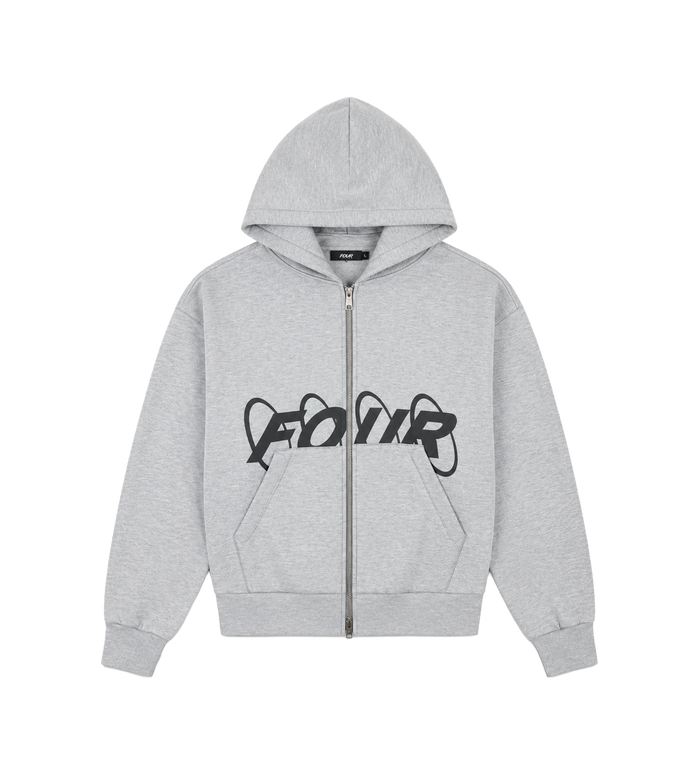 Circles Scuba Zip Up Hoodie Grijs Melange