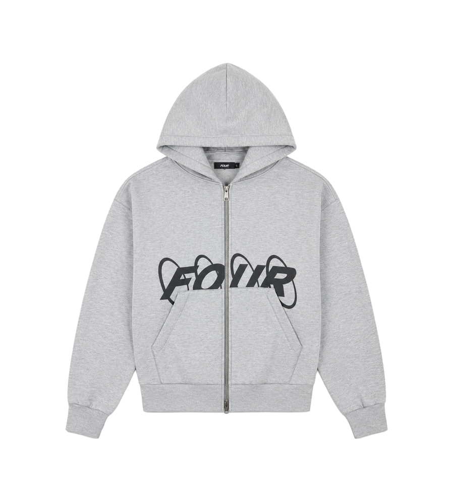 Circles Scuba Zip Up Hoodie Grijs Melange