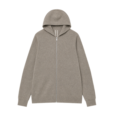 Cashmere Zip-Up Hoodie Beige