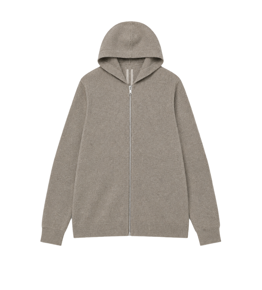 Cashmere Zip-Up Hoodie Beige