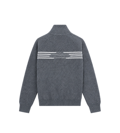 Special Knitted Zip Up Dark Grey/ White