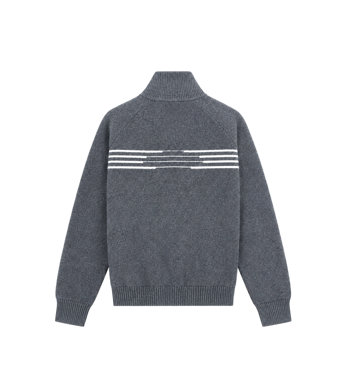 Special Knitted Zip Up Dark Grey/ White