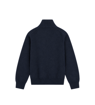 Knitted Zip Up Dark Navy/ White