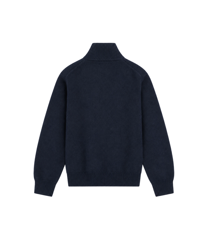 Knitted Zip Up Dark Navy/ White