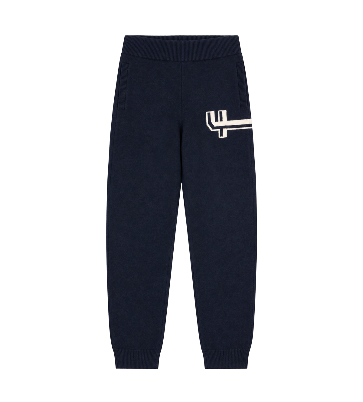 Knitted Pants Cuffed Navy/ White