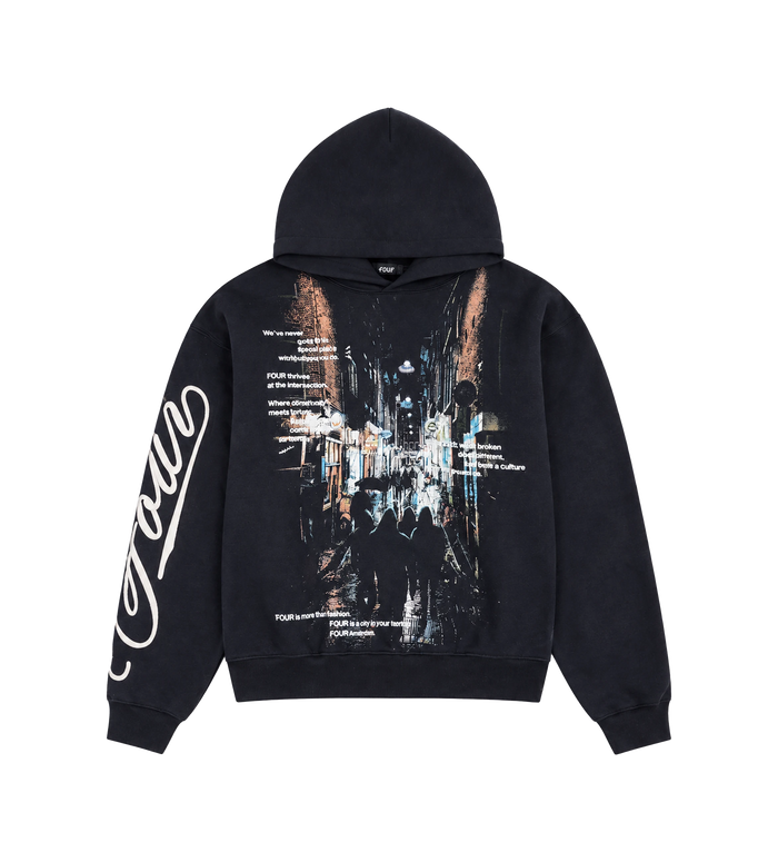 Amsterdam Souvenir Double Layered Hoodie Black