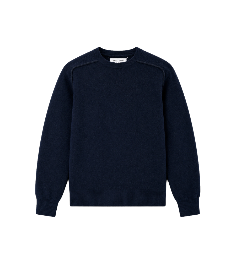 Trui van scheerwol met ronde hals Marine/donkergrijs