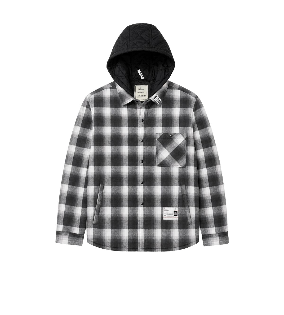 Hooded Check Shirt Jacket Black