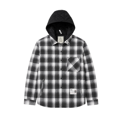 Hooded Check Shirt Jacket Black