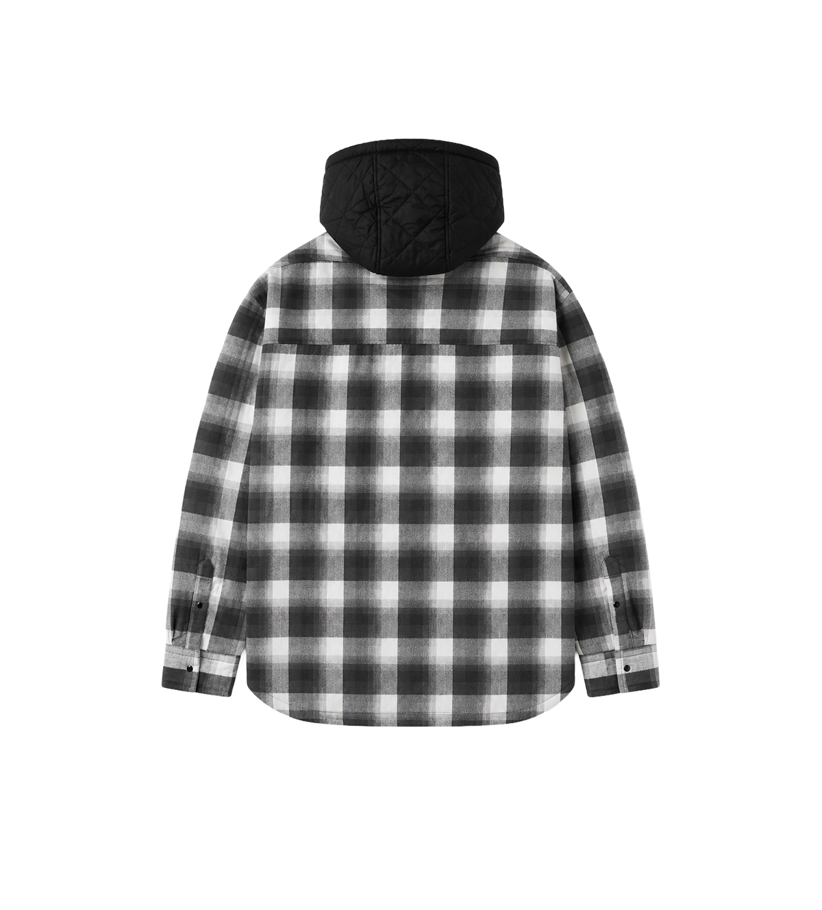 Hooded Check Shirt Jacket Black