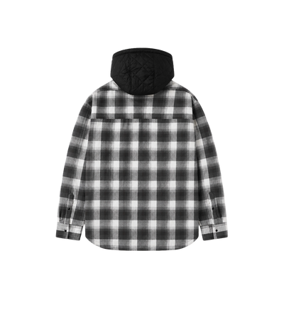 Hooded Check Shirt Jacket Black