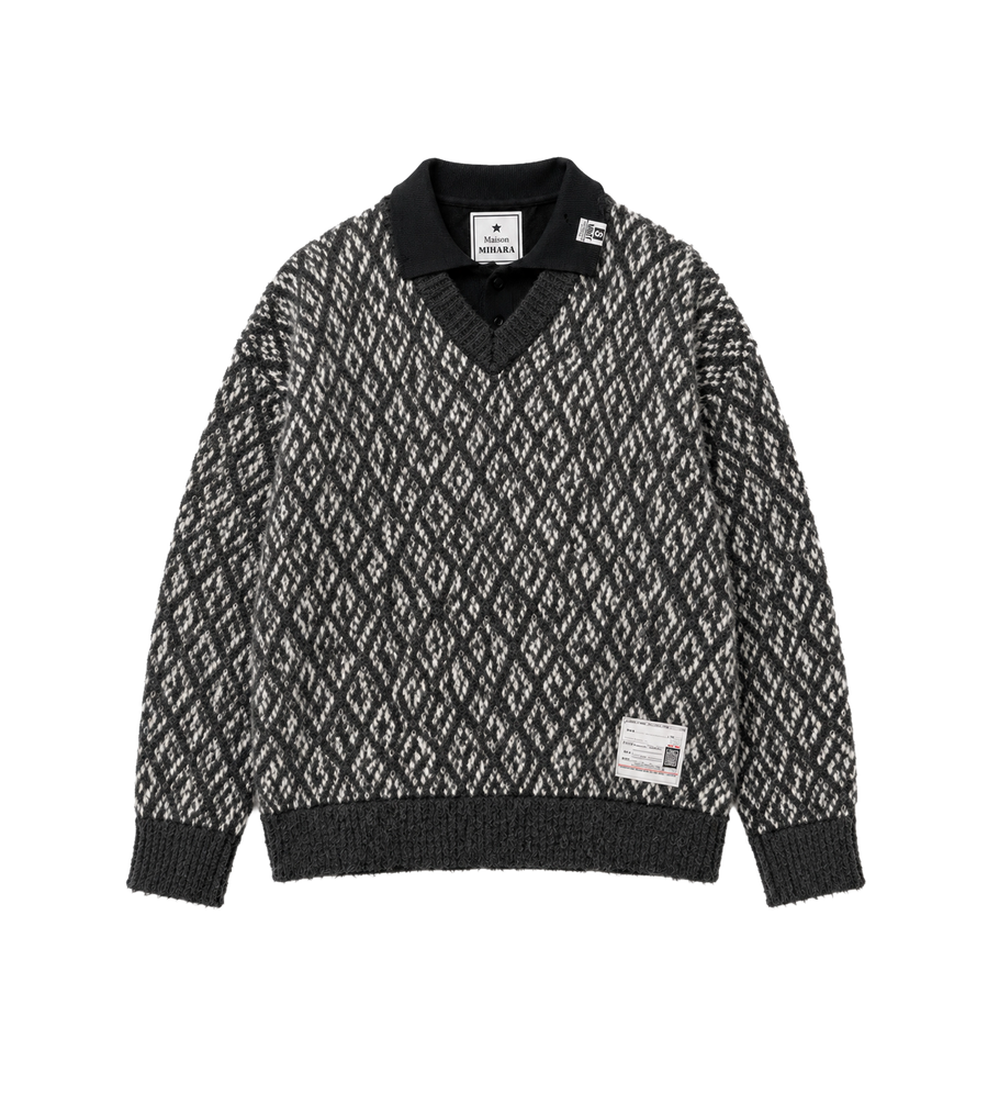 Layered Knit Sweater Black