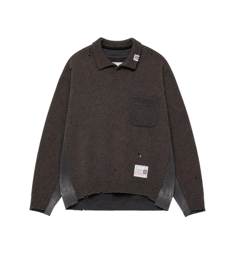 Layered Knit Sweater Brown