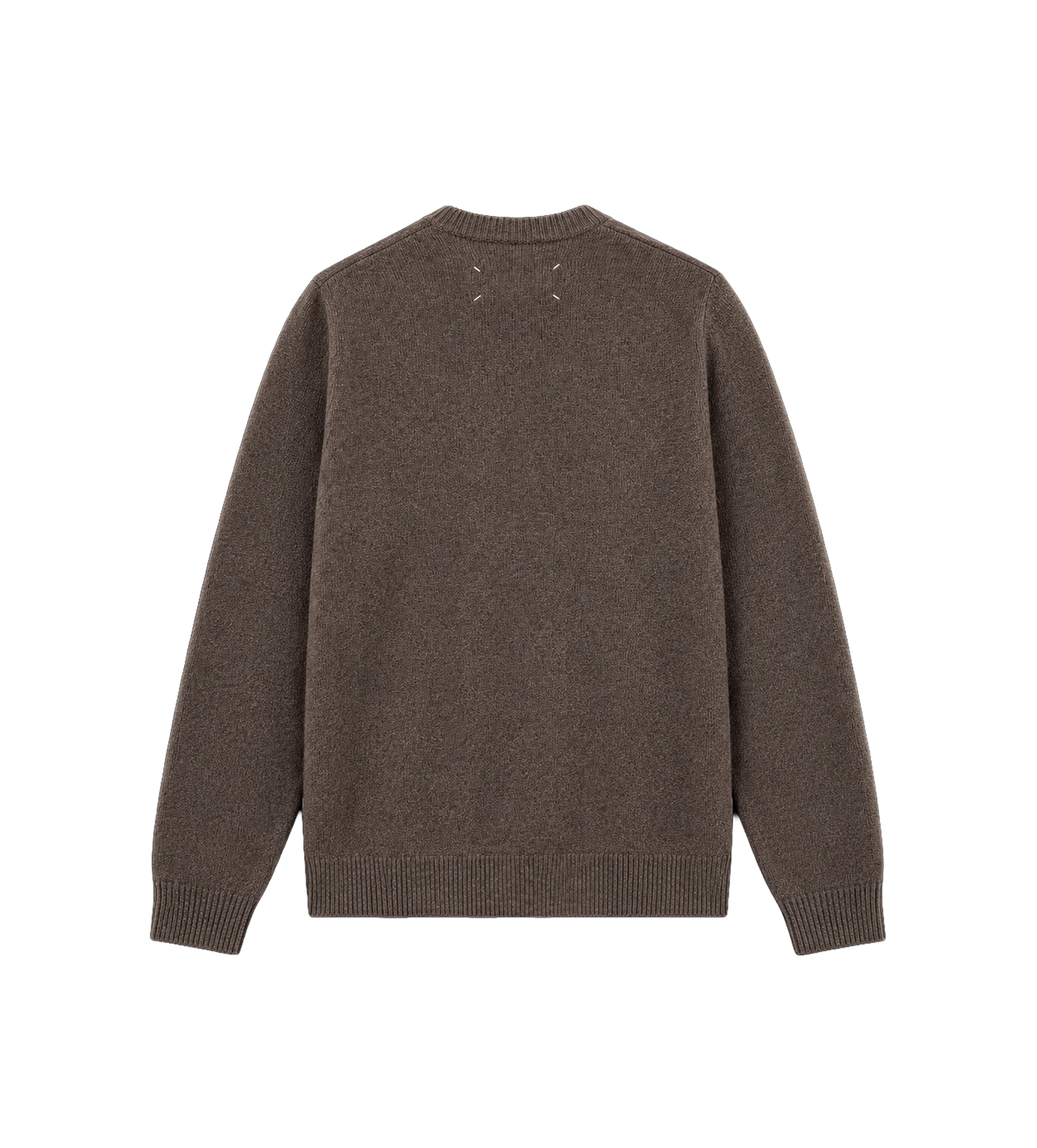 Lamswollen trui met ronde hals Mud/Ecru