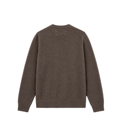 Lamswollen trui met ronde hals Mud/Ecru