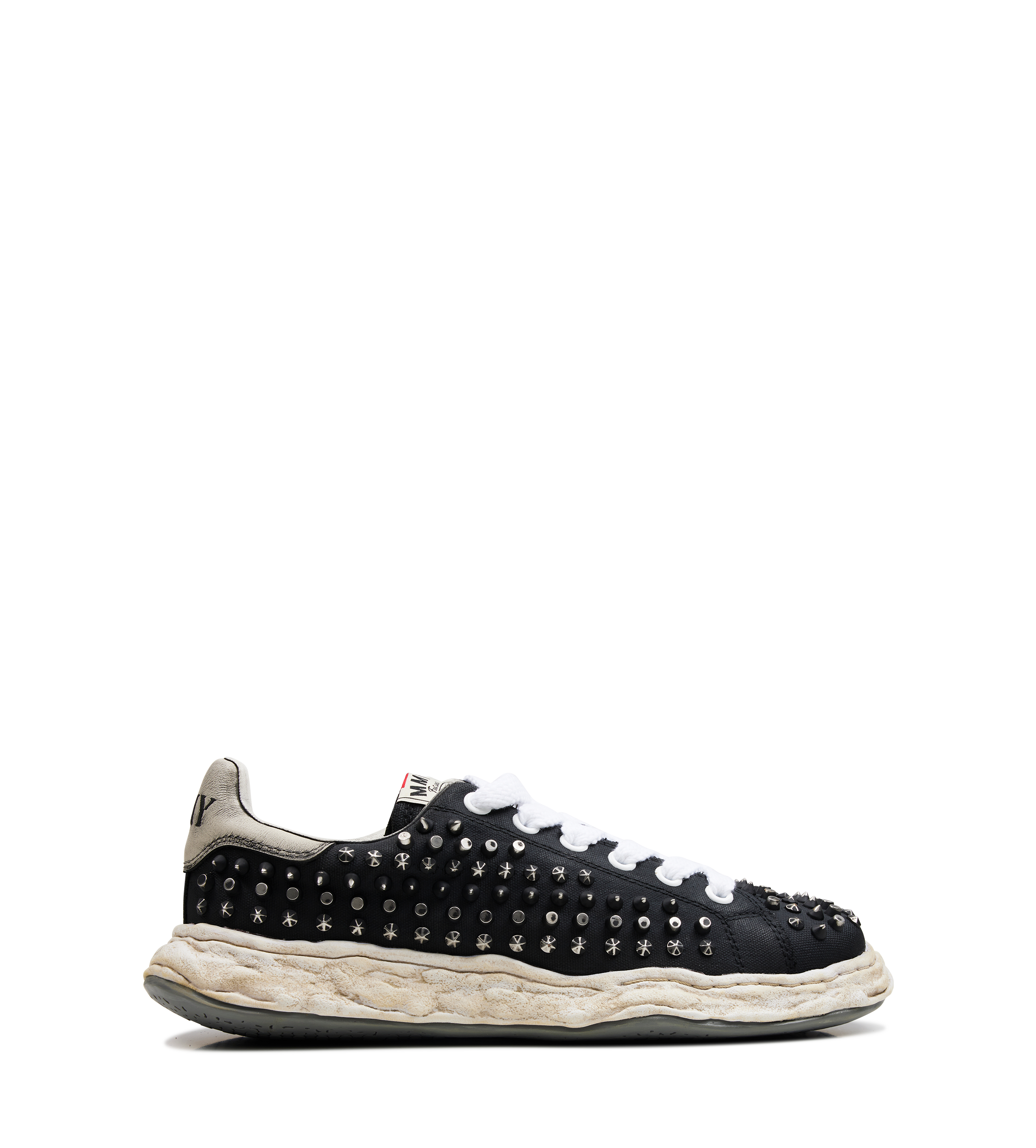Maison Mihara Yasuhiro CHARLES OG Sole Studded Canvas Low-Top Sneaker in Black