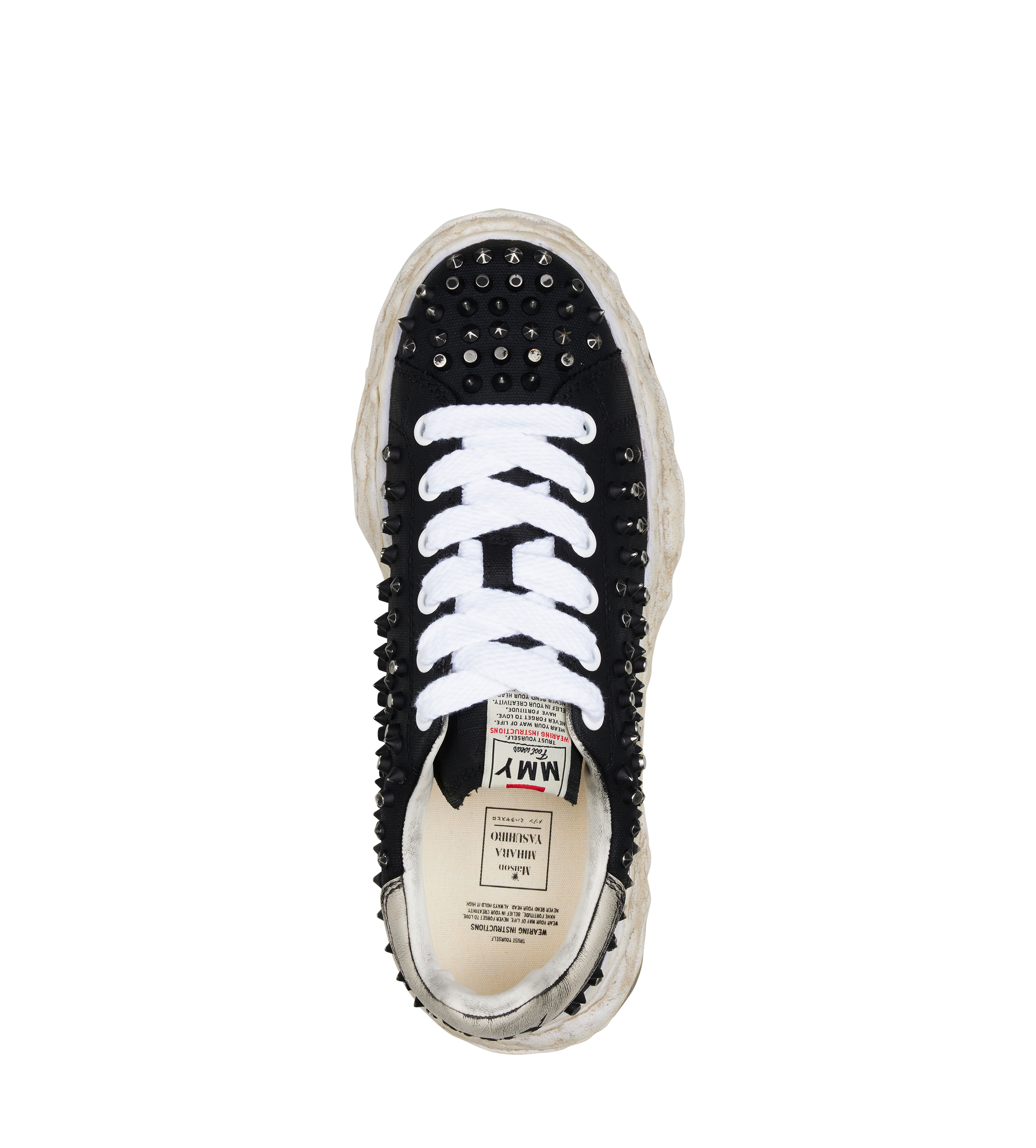 Maison Mihara Yasuhiro CHARLES OG Sole Studded Canvas Low-Top Sneaker in Black