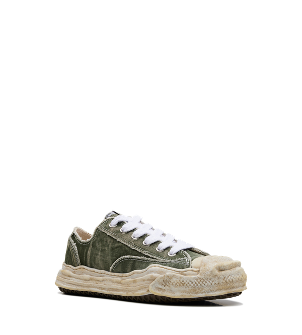 Maison Mihara Yasuhiro HANK OG Sole Bleach-Wash Denim Canvas Low-Top Sneaker in Gray