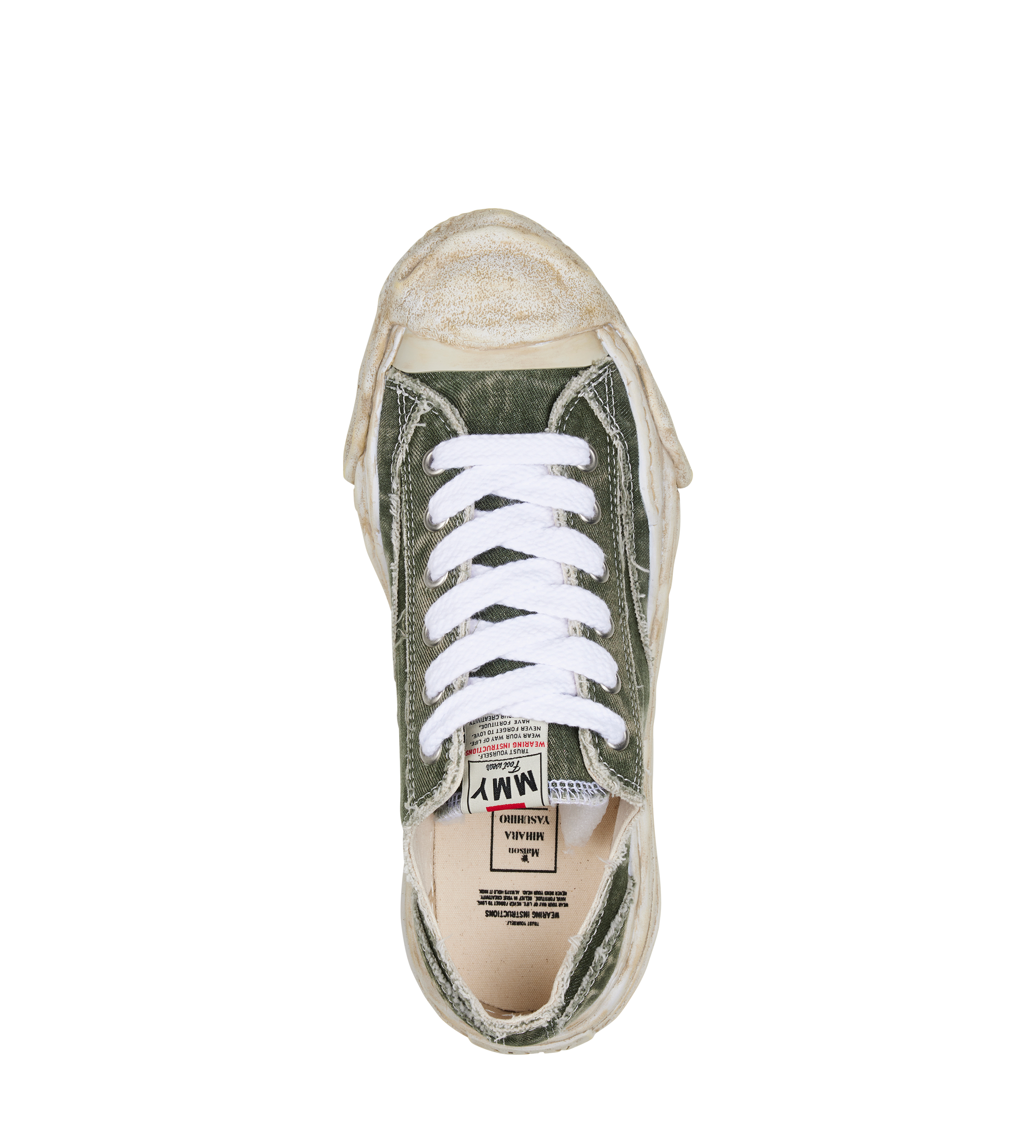 Maison Mihara Yasuhiro HANK OG Sole Bleach-Wash Denim Canvas Low-Top Sneaker in Gray