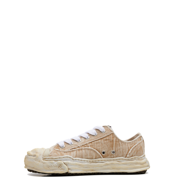 Maison Mihara Yasuhiro HANK OG Sole Bleach-Wash Denim Canvas Low-Top Sneaker in Beige
