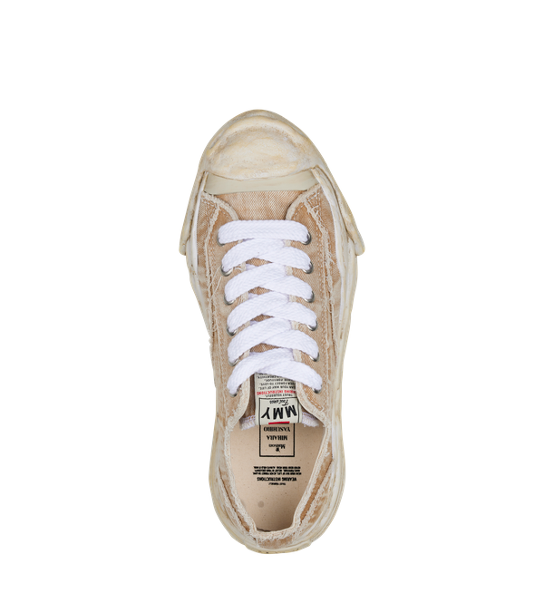 Maison Mihara Yasuhiro HANK OG Sole Bleach-Wash Denim Canvas Low-Top Sneaker in Beige